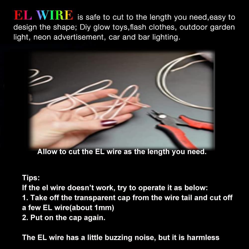 dobestyou 5-Pack EL Wire, 9Ft Neon Glow Electroluminescent Wire (Red/Blue/Green/Pink/White), Perfect for DIY Designs and Various Holiday & Party Decorations