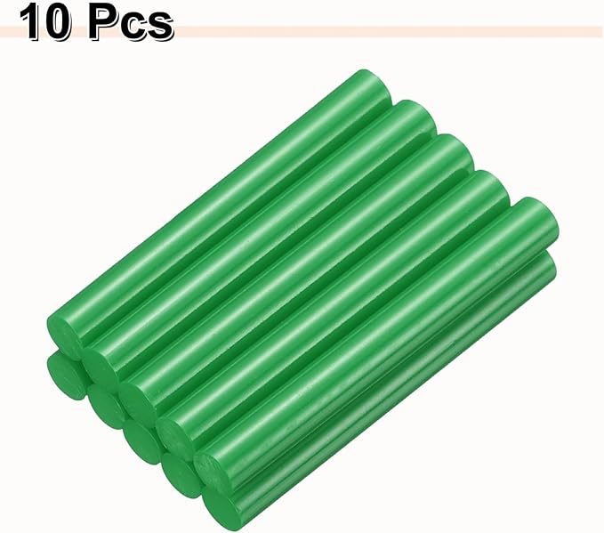 HARFINGTON 10pcs Hot Glue Sticks 0.43" Dia x 3.94" Long EVA Mini Hot Melt Adhesive Glue Stick for Hot Melt Gun Wood Plastic Glass Flowers Fabrics Foam, Deep Green