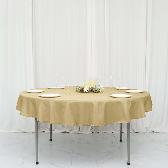 Efavormart Round Tablecloth, 70 Inch Stain & Wrinkle Resistant Washable Table Cloth, Decorative Polyester Fabric Table Cover for Banquet, Wedding, Dining- Champagne