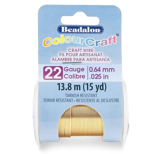 Beadalon ColourCraft Wire, 22 Gauge, Brass Light Color, 20 yd Spool