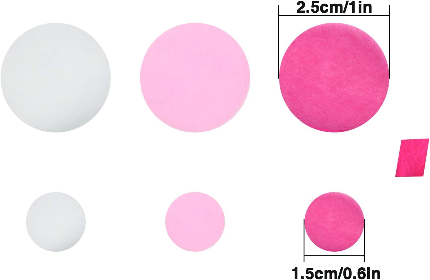 TecUnite Pink Rose Red Confetti Round Tissue Paper Table Confetti Dots for Wedding Birthday Party Decoration Arts Craft DIY Scrapbooking, 1.76 oz (1.5 cm Plus 2.5 cm)
