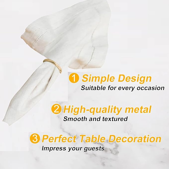 Gold Napkin Rings - 80 Pcs Stainless Steel Napkin Rings,Gold Rotundity Metal Napkin Ring for Table Settings Wedding Christmas Party Dinner Table