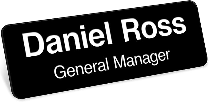 Magnetic Name Tag by My Sign Center - Black and White, Personalized, 1.5x3 Inches, Durable Engravable Impact Material, Made in The USA