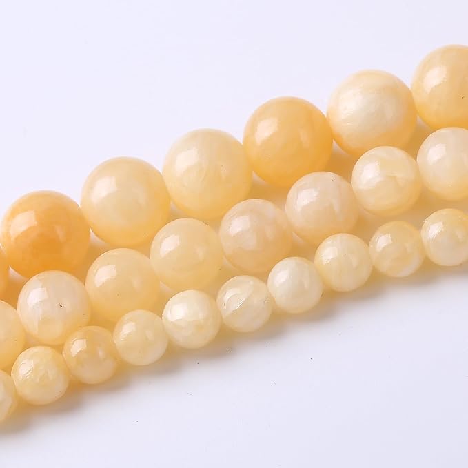 Rice Topaz Stone Beads Gemstone Round Crystal Energy Jade Beads Stone Beads for Jewelry Making DIY Bracelet Necklace Jewelry Making 1 Strand 15.5inch 45PCS 8MM