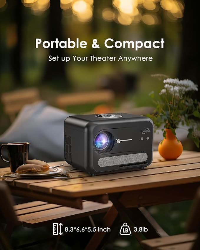 Smart 4K Projector for Bedroom, Indoor Outdoor Home Theater Projectors with WiFi, Bluetooth, NFC, Wireless Airplay Mirroring, Google TV, Dolby, HDMI ARC for Movie Night, Gaming, Halloween, Holiday