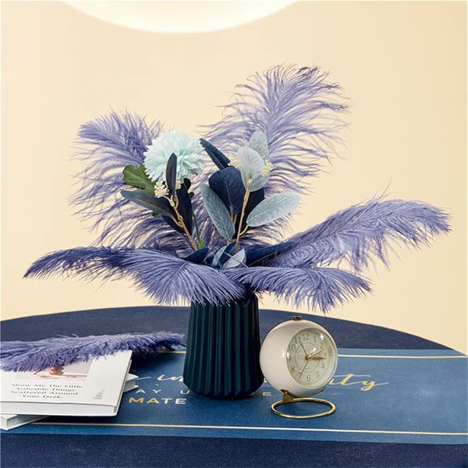 NEWONG 30pcs Blue-Purple Ostrich Feathers Natural Bulk 9-12inch(23-30cm) Vase Craft Wedding Home Party Centerpieces Christmas Day Decoration
