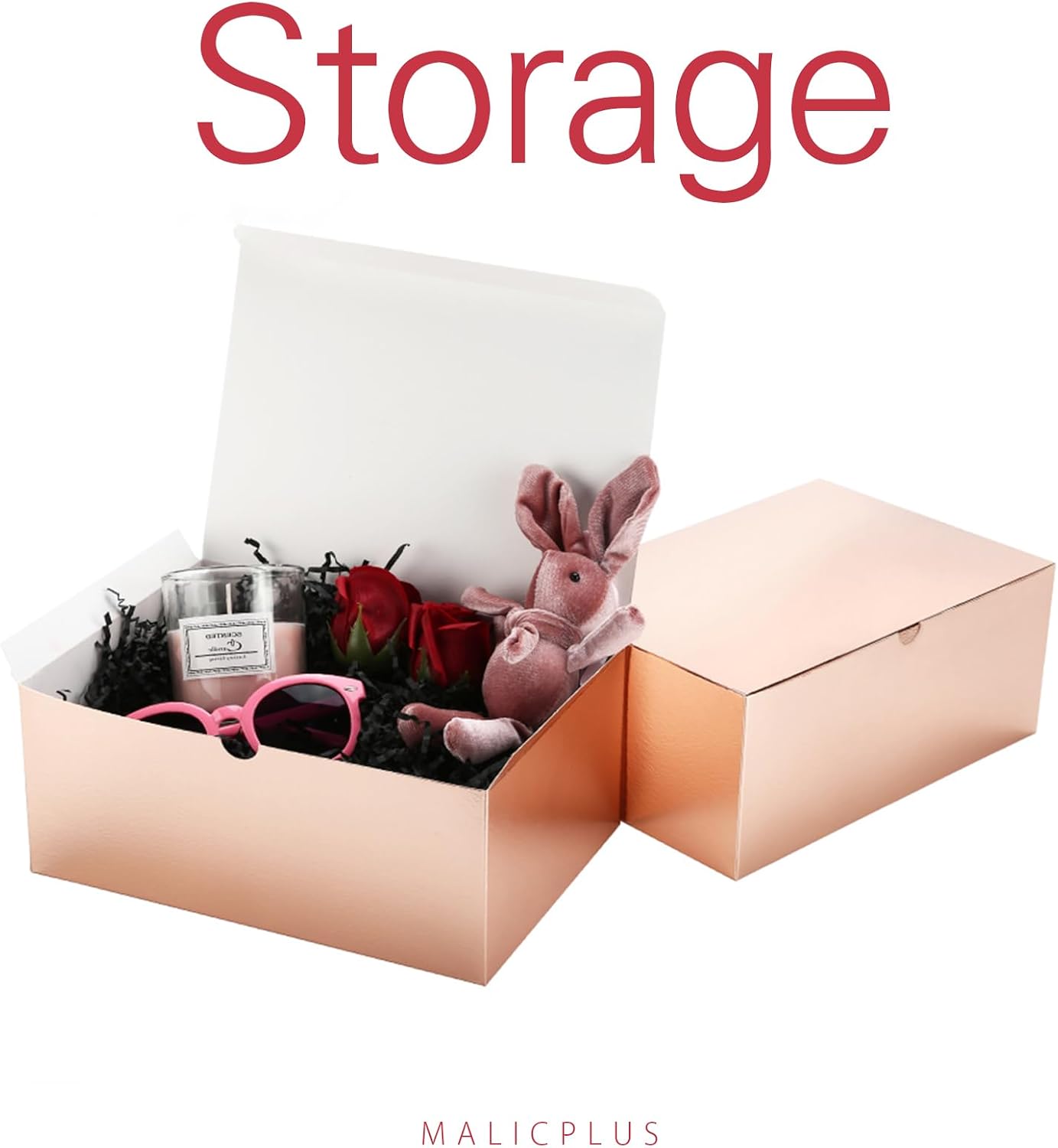 MALICPLUS 10 Gift Boxes 9.5x6.5x4 Inches Gift Boxes with Lids Boxes for Gifts Bridesmaid Proposal Boxes, Rose Gold Gift Box Bulk for Light Weight Gifts, Crafting