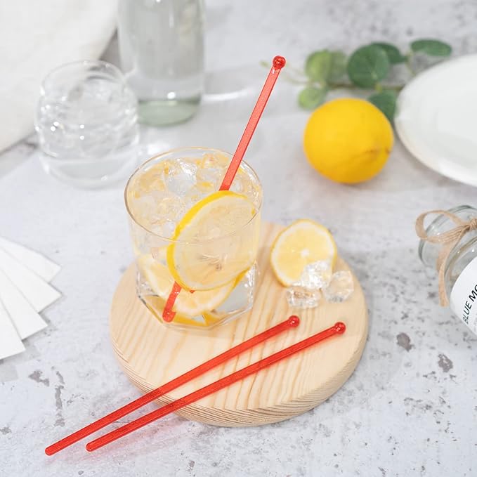 50-PCS Christmas Red Glitter Plastic Swizzle Sticks, Crystal Cake Pops, Cocktail Coffee Drink Stirrers, Stir Sticks for Christmas Party, 7.24 Inch