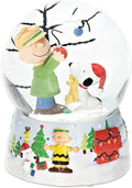 Roman Peanuts Snoopy and Charlie Brown 100mm O Christmas Tree Musical Water Globe