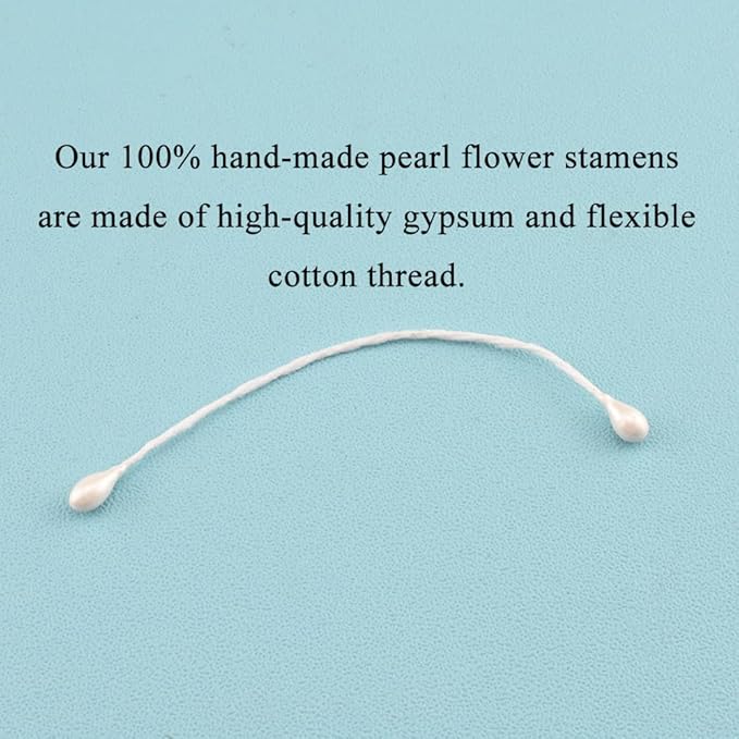HAHIYO 700Pcs 3mm White Pearl Double Heads Flower Stamen Pistil Hand-Made Artificial Flower Pistil para Flores Pearlized Floral Stamen Flower Pollens Stamen for Flower Making Scrapbook Decoration