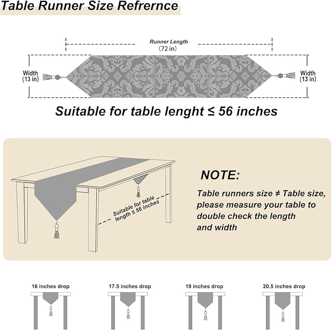 Glittering Colorful Jacquard Table Runner 72 inches Long Chenille and Satin Dark Brown for Christmas