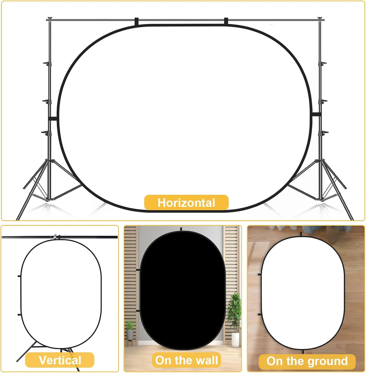 Kate Collapsible Pop-Up Black White Backdrop for Self-Tape Auditions 582