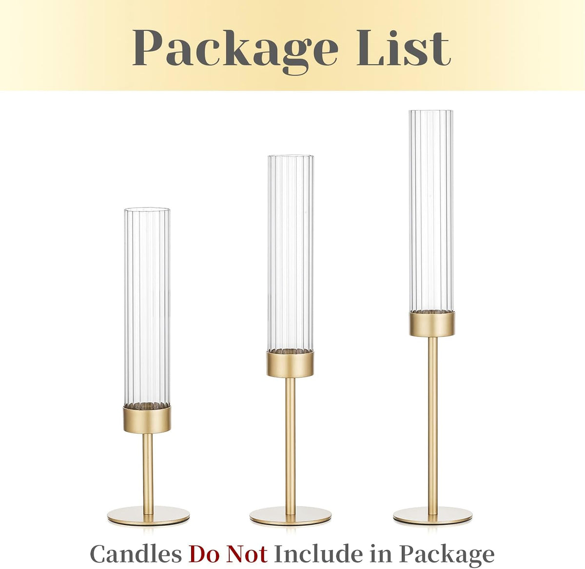 Hewory Gold Hurricane Candle Holder: 3PCS Candlestick Holders for Decor