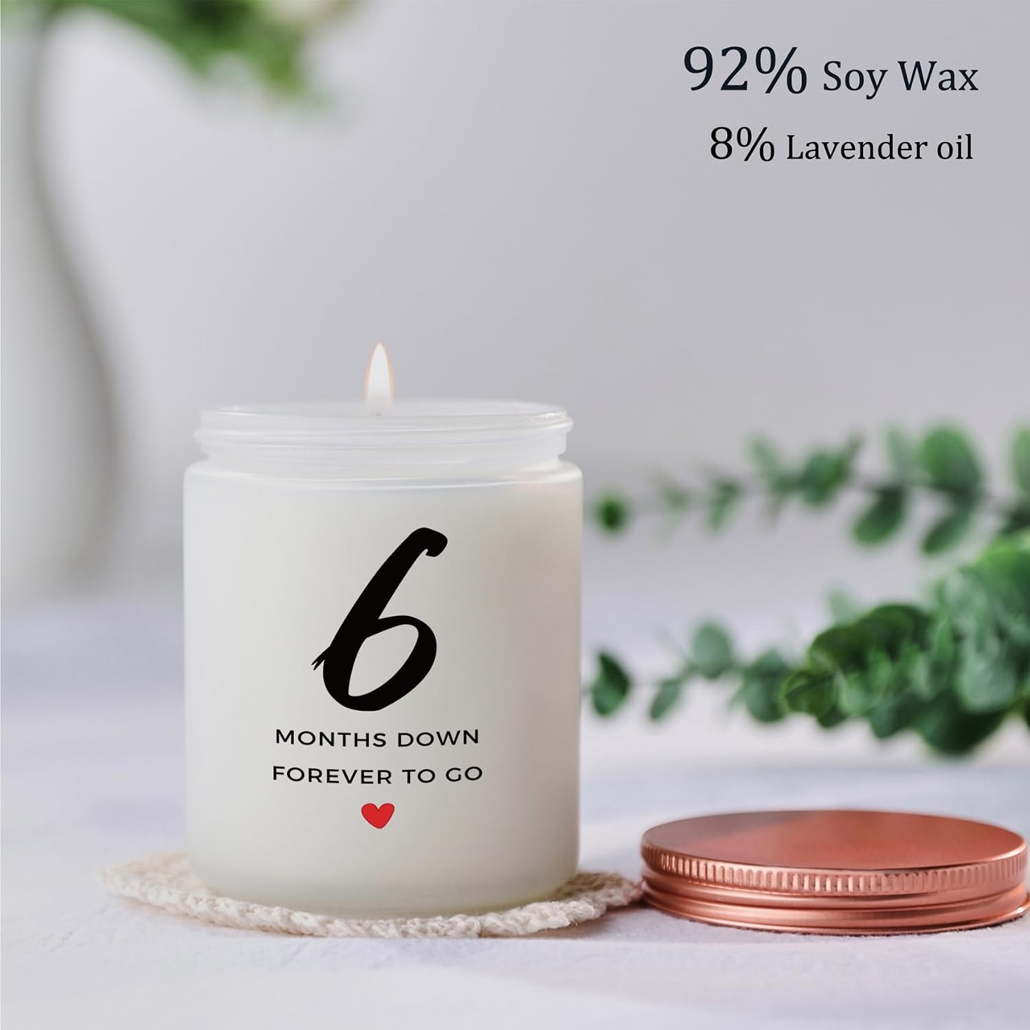 6 Months Anniversary Candle Gifts, Best 6 Months Wedding Anniversary Couple Her Him Girlfriend Boyfriend Women Gifts