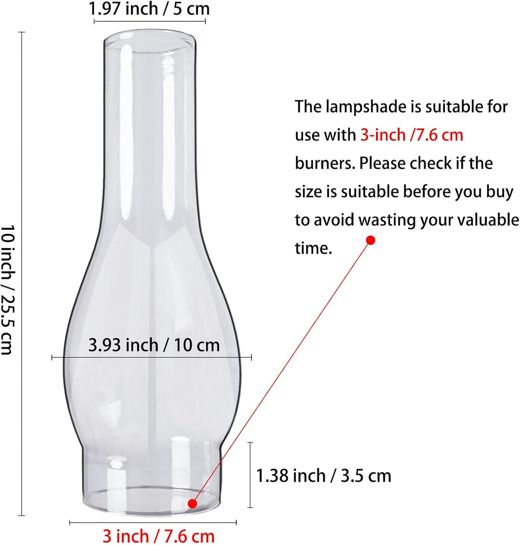 Oil Lamp Chimney 3 Inch Base by 10 Inch Height Kerosene Lamp Shade Tall Hurricane Lamp Glass Replacement Chimney for Oil and Kerosene Style Lamps, White