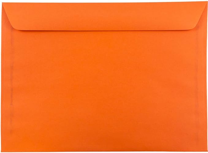 JAM PAPER 9 x 12 Booklet Colored Envelopes - Orange Recycled - Bulk 1000/Carton