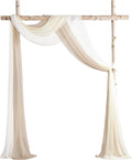 Floroom Wedding Arch Draping Fabric 3 Panels 20Ft Chiffon Fabric Drapes Arbor Drapery Wedding Ceremony Reception Swag Decorations (Nude +Cream +White)