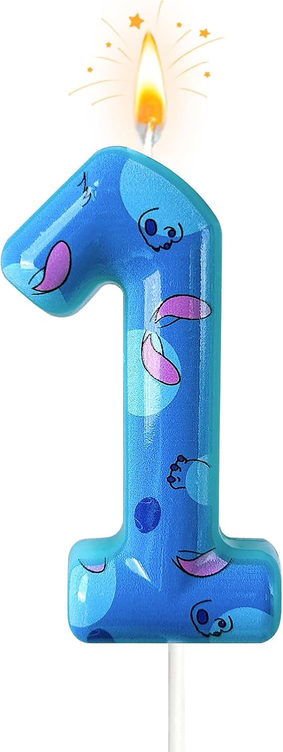 Cartoon Number Birthday Candle Anime Theme Candle Number Candle Blue Birthday Cake Decoration Suitable for Boys and Girls Supplies Party Decoration (Number 1)