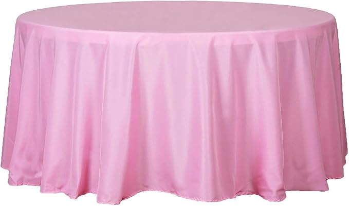 Efavormart Round Tablecloth, 120 Inch Stain & Wrinkle Resistant Washable Table Cloth, Decorative Polyester Fabric Table Cover for Banquet, Wedding, Dining - Pink