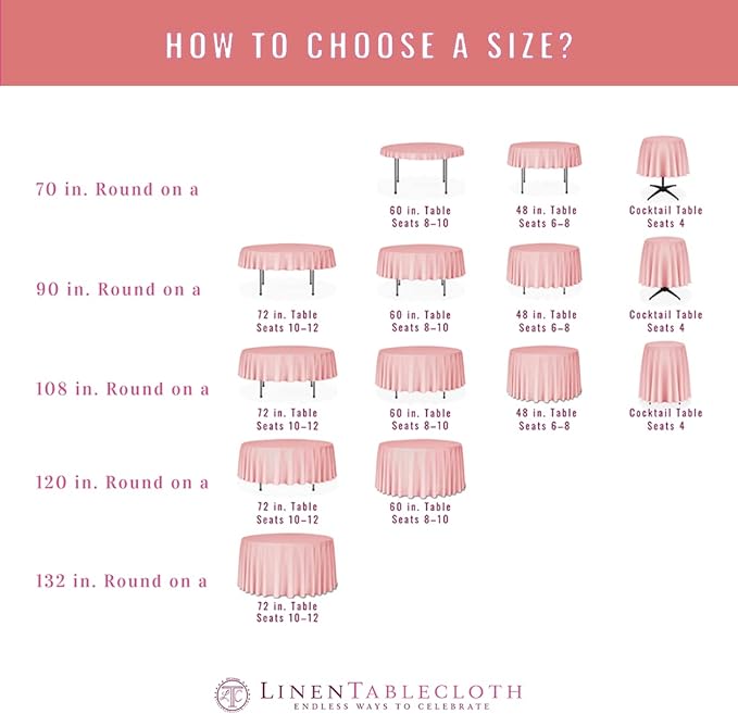 LTC LINENS Fuchsia Round Tablecloth 120 Inch for 60 Inch Round Table - Washable, Wrinkle Resistant Polyester Fabric Cloth for Wedding, Party