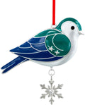 WhatSign Blue Bird Christmas Ornament - Metal Bird with Snowflake Hanging Decoration for Christmas Tree Party Animal Lovers Gifts for Women