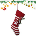 Estivaux Large Christmas Stockings Xmas Fireplace Hanging Stockings Burgundy Red Knit Stocking White Stripes Stockings Gift Holding Bag for Home Christmas Decorations Party Favor Supplies