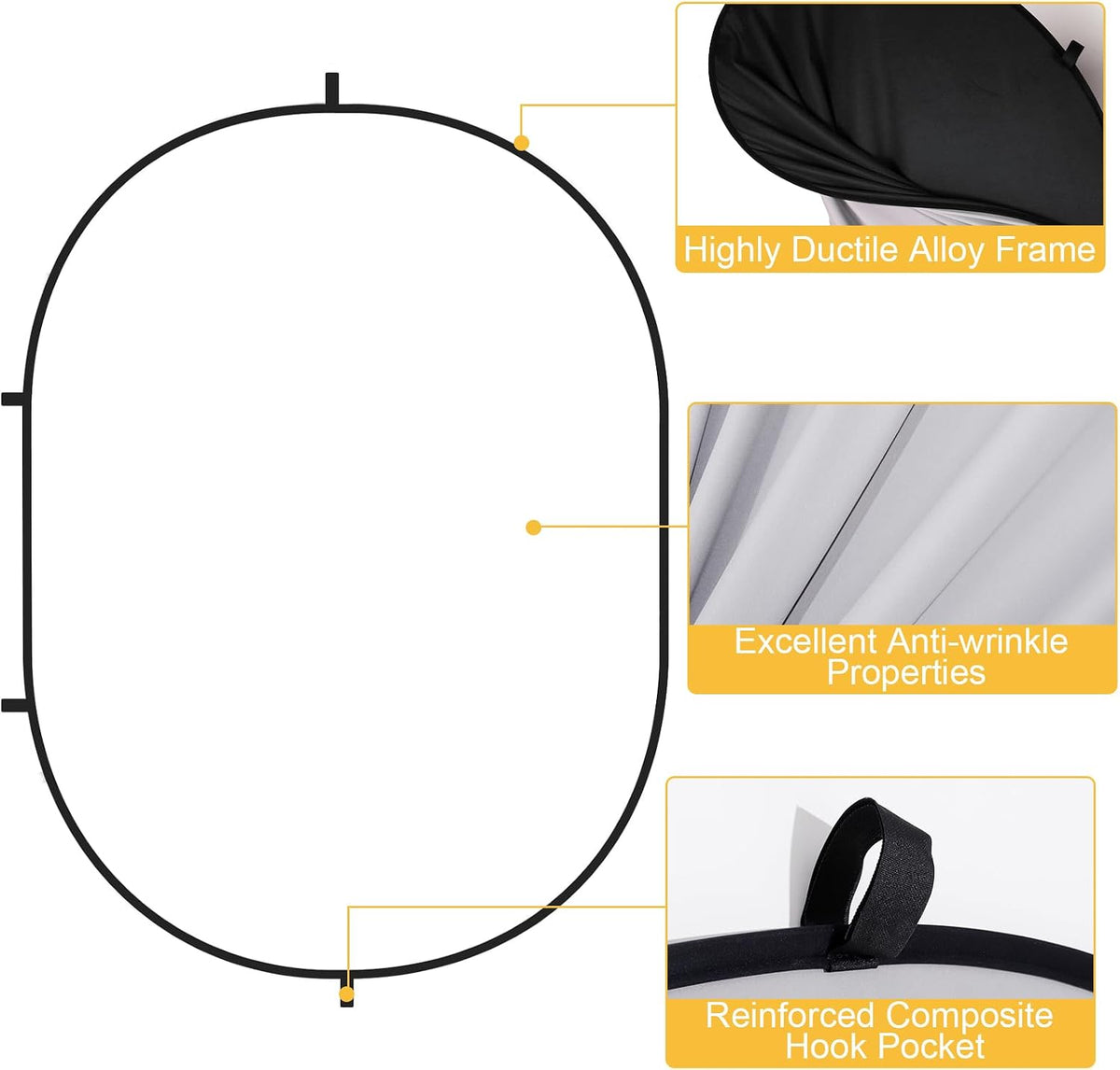 Kate Collapsible Pop-Up Black White Backdrop for Self-Tape Auditions 582