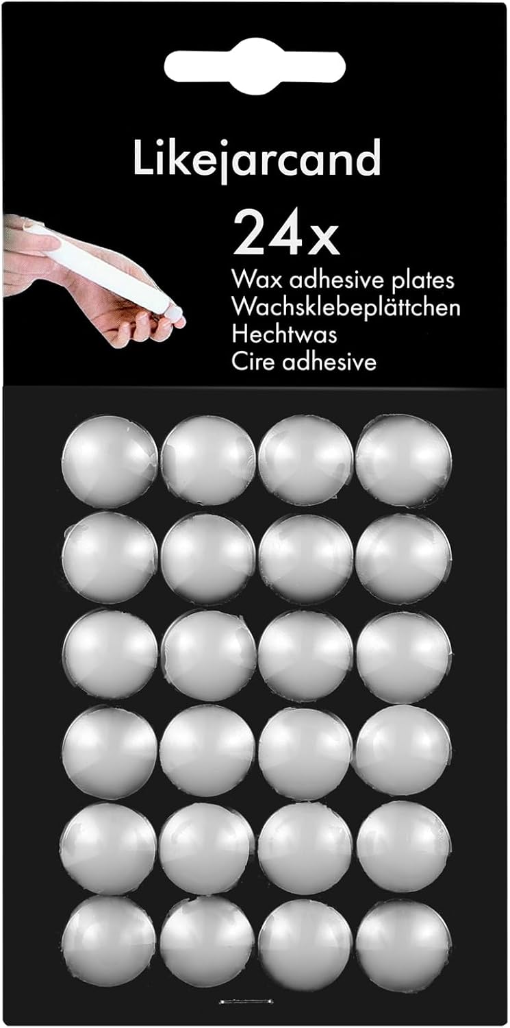 24 Pieces White Adhesive Small Candles, Accessories Candle Wax Dots- Adhesive,Wax Sticky Dots,Candl Accessories (24)