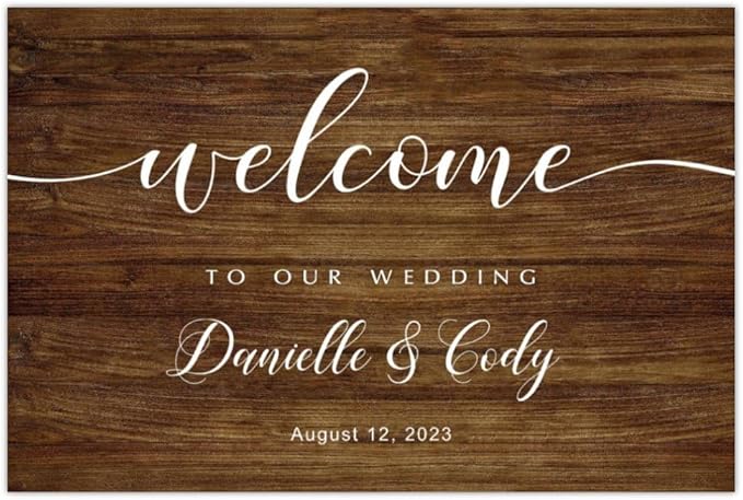 Generic Rustic Wedding Sign, 12x18 inches, Plastic, Weatherproof & Fade-Resistant, Customizable
