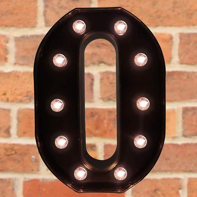 Decorative LED Illuminated Letter Marquee Sign - Alphabet Marquee Letters with Lights For Wedding Birthday Party Christmas Night Light Lamp Home Bar Decoration O, Black