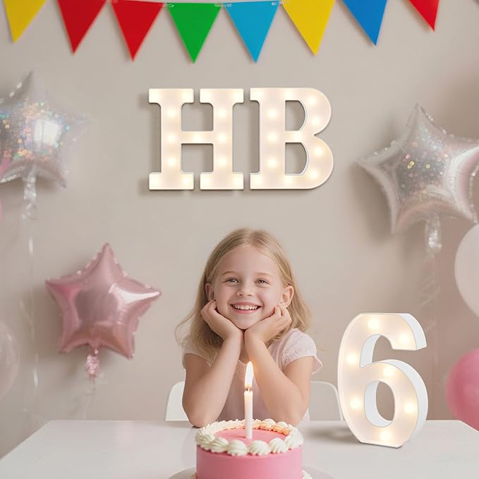 LED Marquee Light Up Numbers Sign - Lighted Birthday Numbers Sign for 24th Birthday Party Decoration, Bar Wall, Home, Table Room, Wedding and Christmas Decorations, Number 24