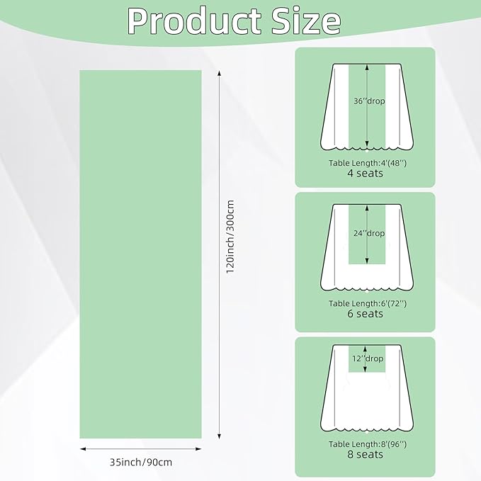 Keketo Sage Green Table Runner Cheesecloth 120 Inch 10 FT Rustic Boho Cheese Cloth Table Runner for Wedding Baby Shower Bridal Shower Sheer Gauze Centerpiece Home Decorations