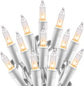 Minetom Clear Christmas Lights Set 100 Count 20 Feet Incandescent Bulb Mini String Lights for Indoor Christmas Tree Garland Birthday Wedding Party Festival Decoration, White Wire
