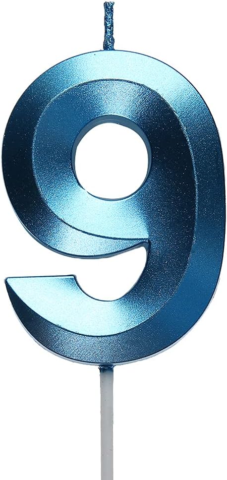 2.76 inch Blue 9 Birthday Candles,3D Number 9th Cake Topper for Birthday Decorations No 19 91 92 93 94 95 96 97 98 99