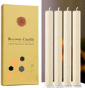 Pack of 4 Beeswax Taper Candles Hand Rolled - Dripless - Organic Natural Scent - 8 Inch in Off White