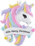 Personalized Unicorn Christmas Ornament 2026 for Girls and Granddaughters | For Nieces and Goddaughters, Toddler Girl and Little Girl Holiday Keepsake, Hand Painted Polyresin with Pastel Glitter Mane