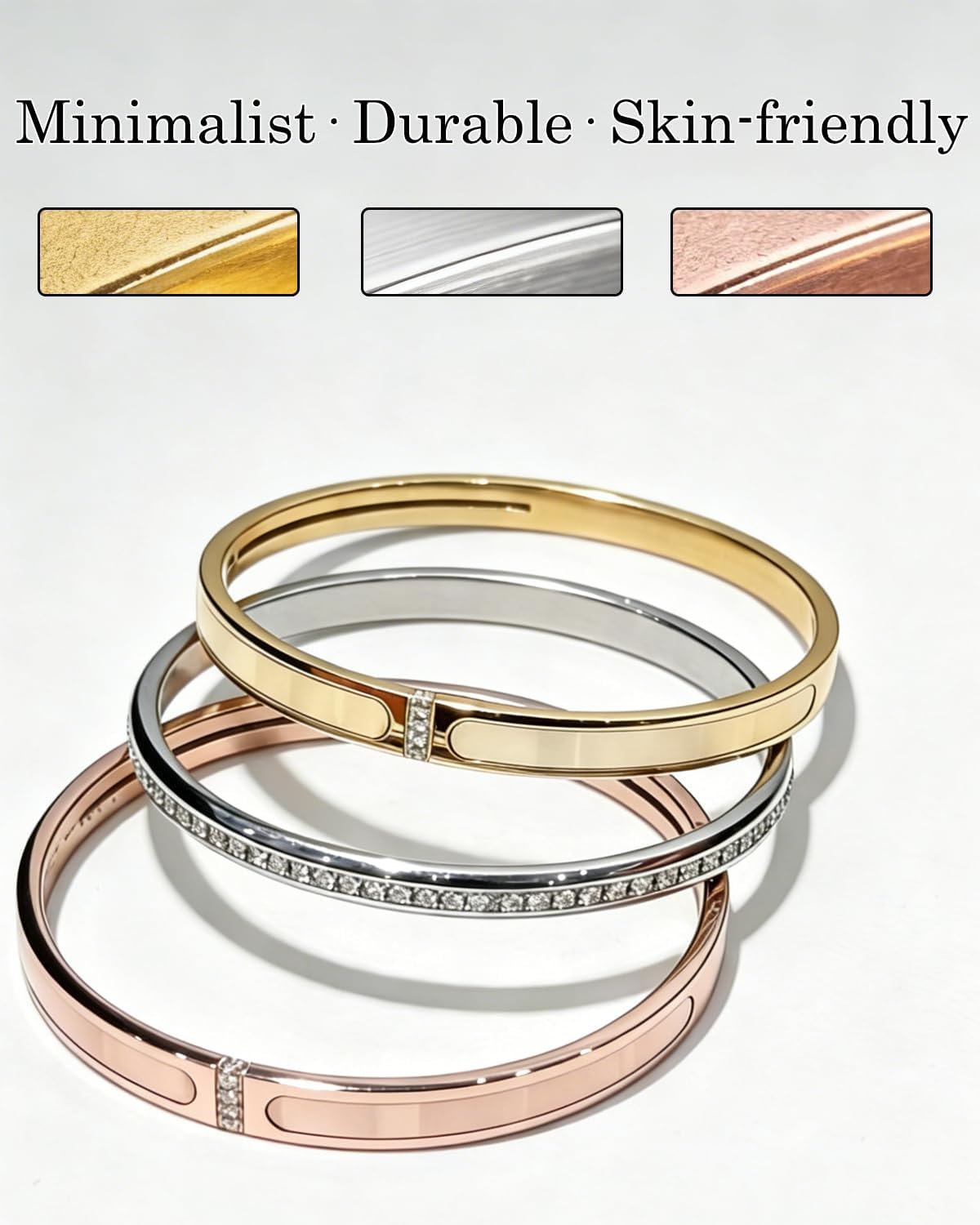 CERULEAN 5-Piece Elegant Stainless Steel Bracelet Set, Fashionable Classic De...