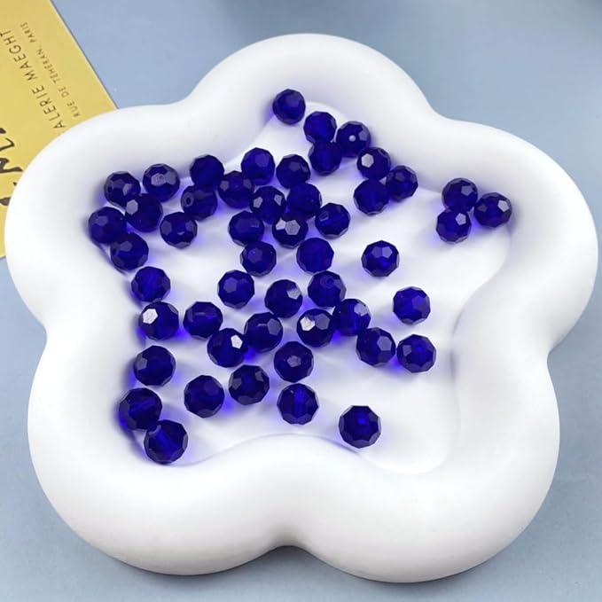 400 PCS 4mm Crystal Glass Beads Round Multiple Faceted Loose Spacer Glass Beads for DIY Handcrafte Bracelet Necklace Earring Jewelry Making(Sapphire)