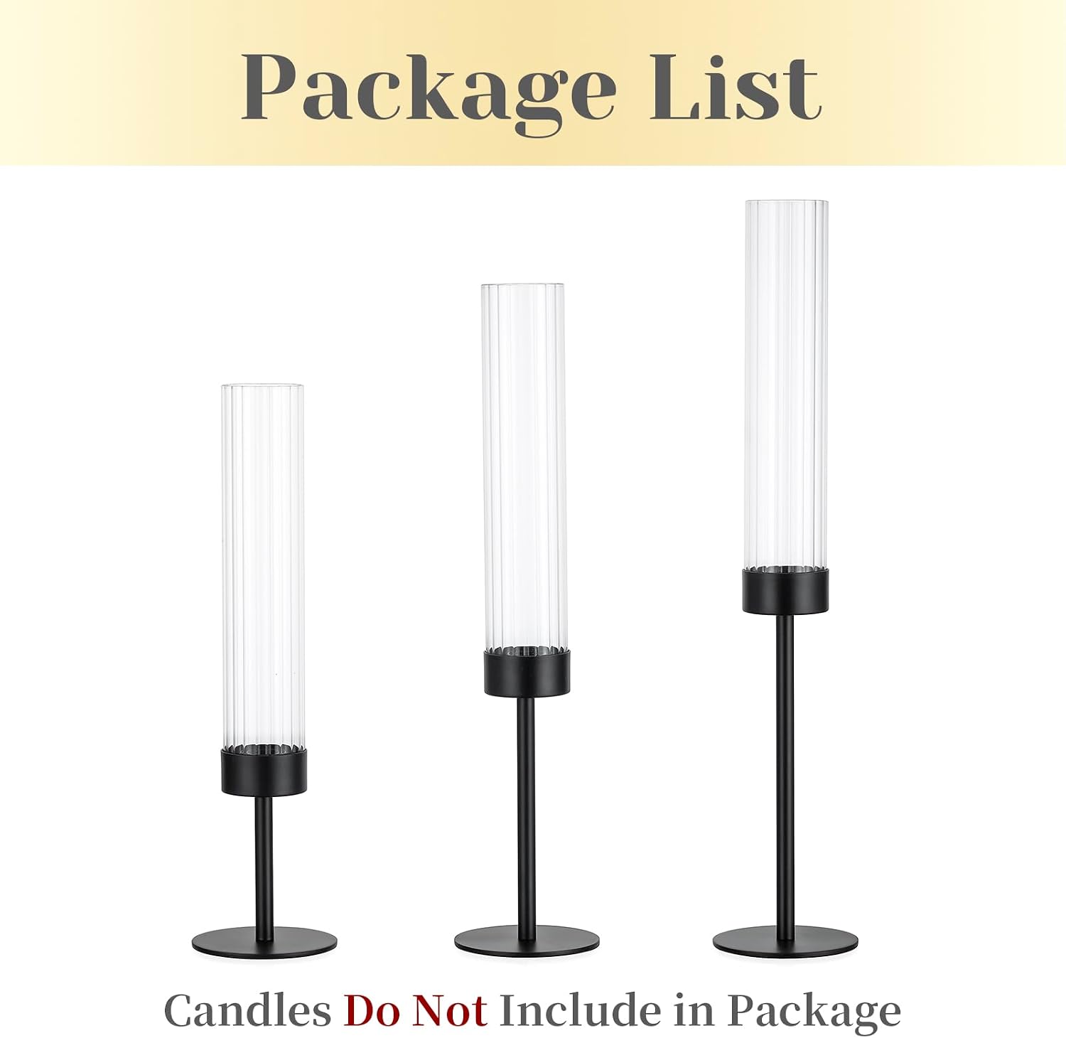 Hewory Black Taper Candle Holders: Candlestick Holders Set of 3 Hurricane Glass Tall Candle Holder for Candlesticks Candle Sticks Holder Decor for Table Centerpiece Wedding Party Christmas Decorations