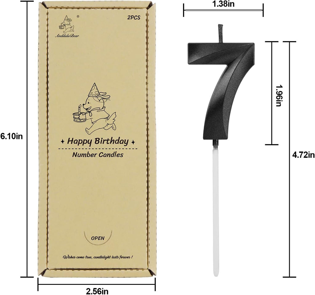 Number 17 Birthday Candles, 1.96 Inch Happy Birthday Cake Candles Cupcakes Topper Decoration for Birthday Party Wedding Anniversary Celebration Supplies (Black)