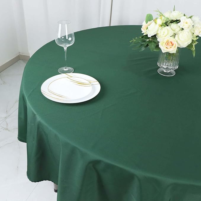 Efavormart Round Tablecloth, 90 Inch Stain & Wrinkle Resistant Washable Table Cloth, Decorative Polyester Fabric Table Cover for Banquet, Wedding, Dining- Hunter Green
