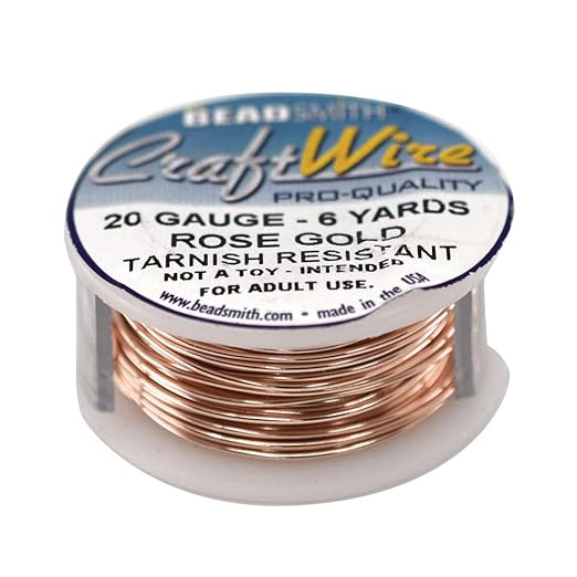 The Beadsmith Wire Elements Craft Wire – Tarnish Resistant, Soft Temper, Round, Rose Gold Color – 0.81mm, 20 Gauge, 6 Yard Spool – Jewelry Making, Wire Wrapping, Floral, & Other DIY Crafts