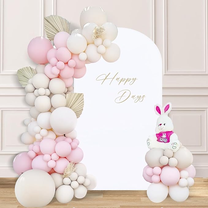 SoarDream Arch Backdrop Cover White Spandex Fitted 5FT White Wedding Arch Covers Balloon Round Top Chiara Arch Backdrop Fabric for Bridal Shower Wedding Birthday Party Stage Decoations