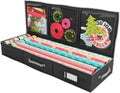 Wrapping Paper Storage Container | Gift Wrap Organizer Under Bed | 41”x14”x6” | Box Holder for 18-24 Rolls Up to 40” | 600D Oxford Material | Pockets for Ribbon, Bows, and Accessories (Black)