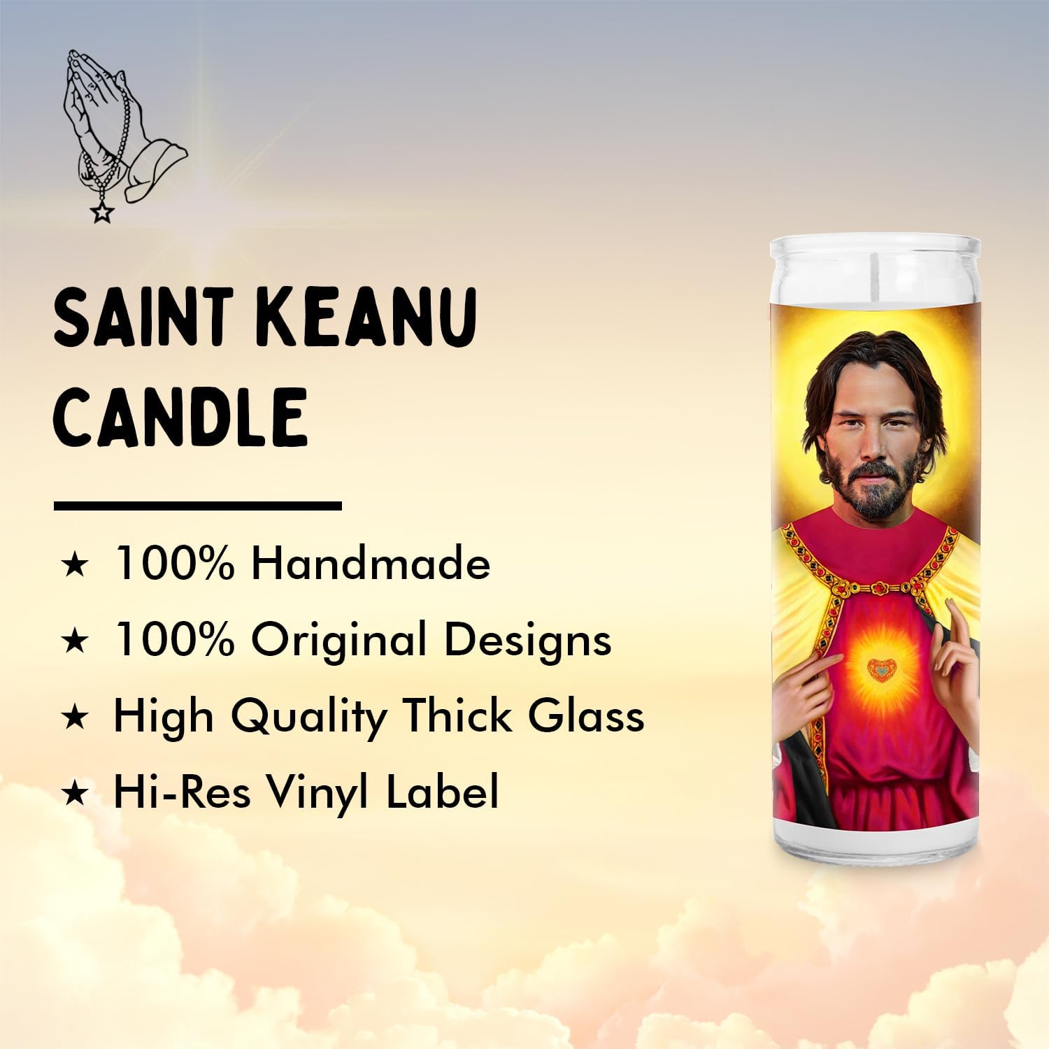 Keanu Celebrity Funny Candle – Reeves Wick Neo Votive Candle – Unique Gift for Matrix John Bill and Ted Action Movie Lovers – Home Decor Collectible for Living Room & Office - 8 Inch