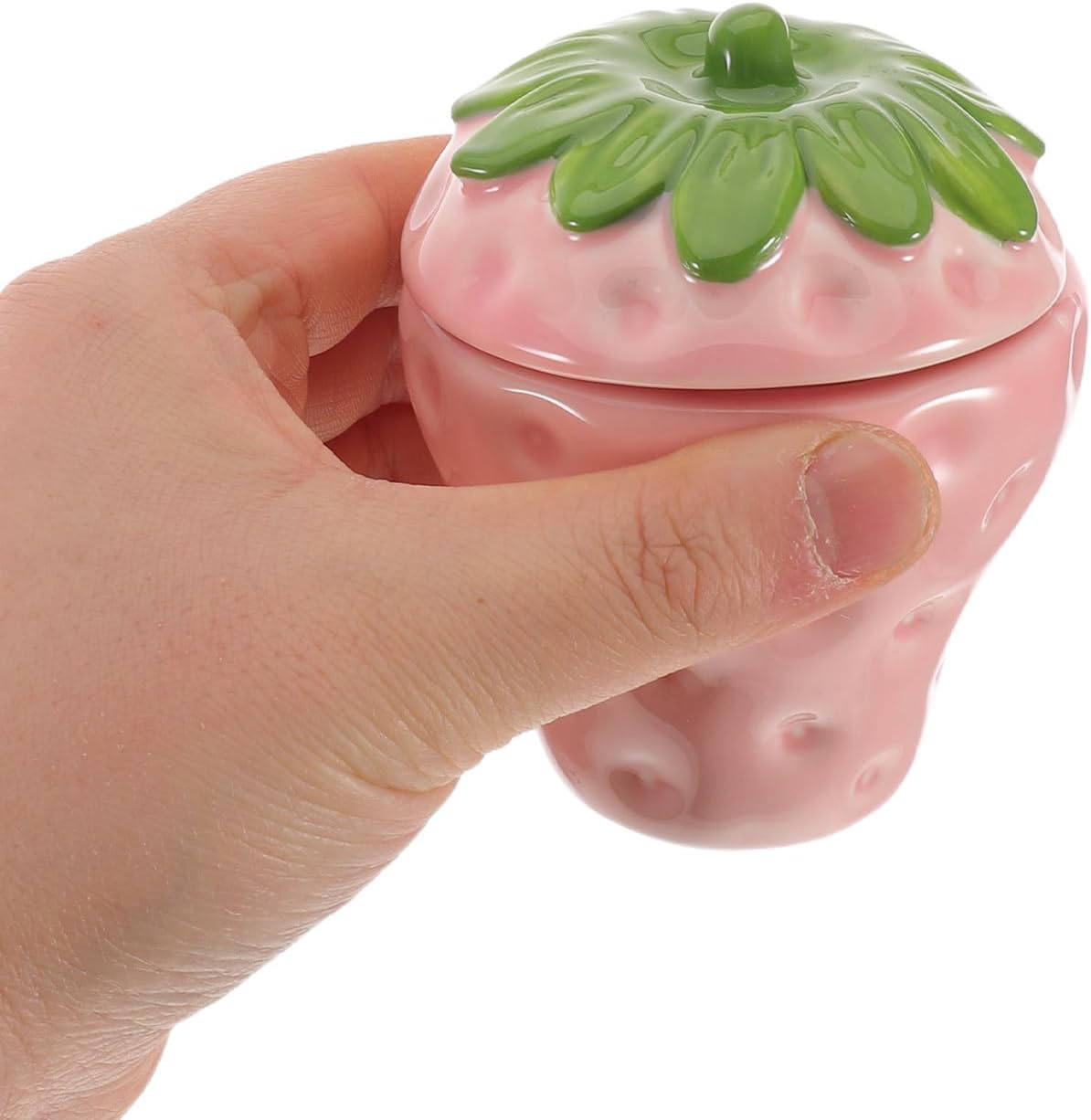 ABOOFAN Ceramic Strawberry Shaped Candle Holder for DIY Candle Making Pink Empty Scented Container Easy to Clean Fruitshaped Pot for Everyday Stylish Decoration and Table Centerpiece