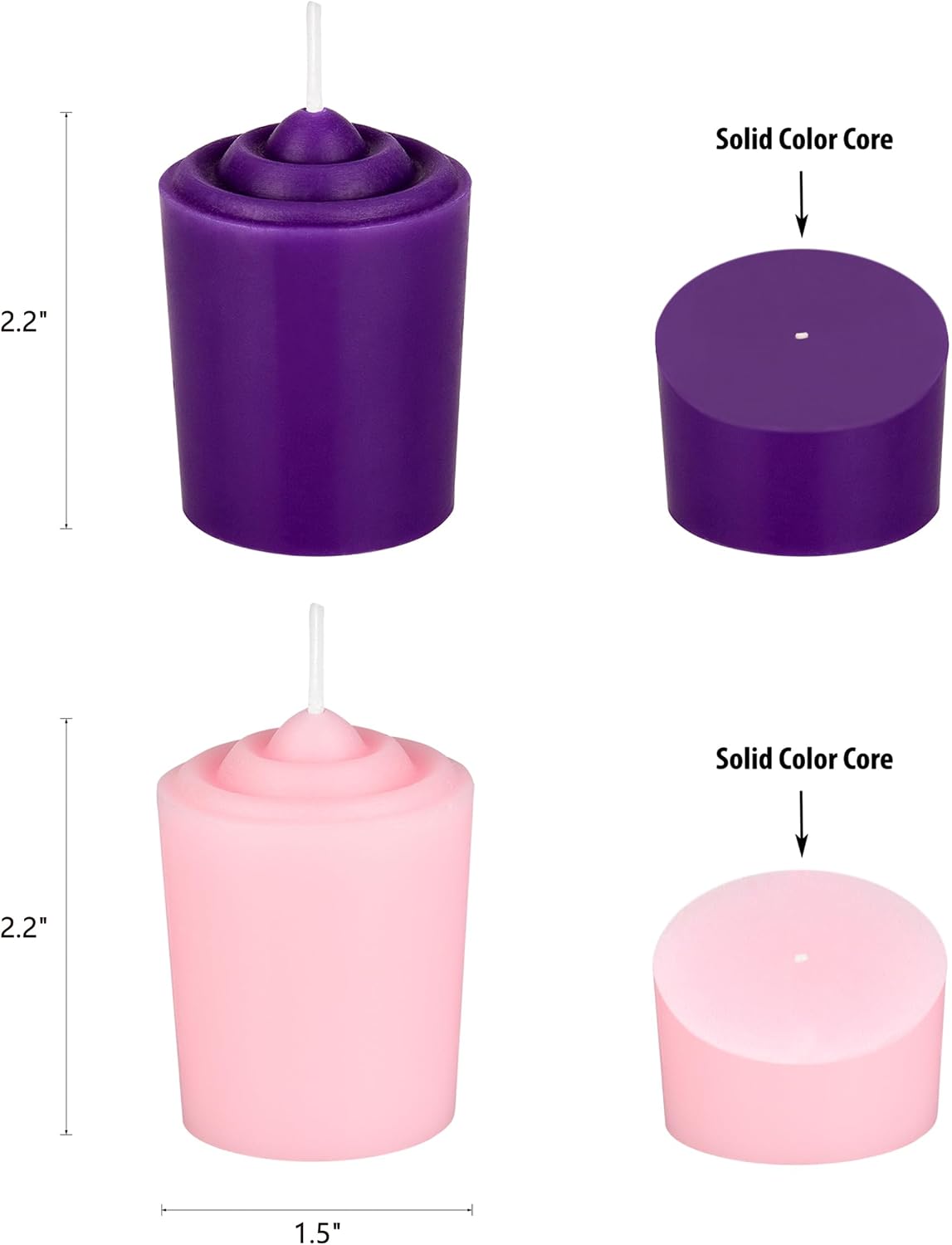 Mega Candles 4 pcs Unscented Christmas Advent Candles Set, Hand Poured Premium Wax Votive Candle 15 Hours 1.5 Inch x 2.25 Inch, Holidays, Occasions, Devotional, Church, Wreath, Party, Gifts