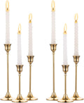 2 Sets(6 Pcs) Brass Gold Metal Taper Candle Holders Candlestick Holders, Vintage Modern Decorative Centerpiece Candlestick Holders for Table Mantel Wedding Housewarming Gift