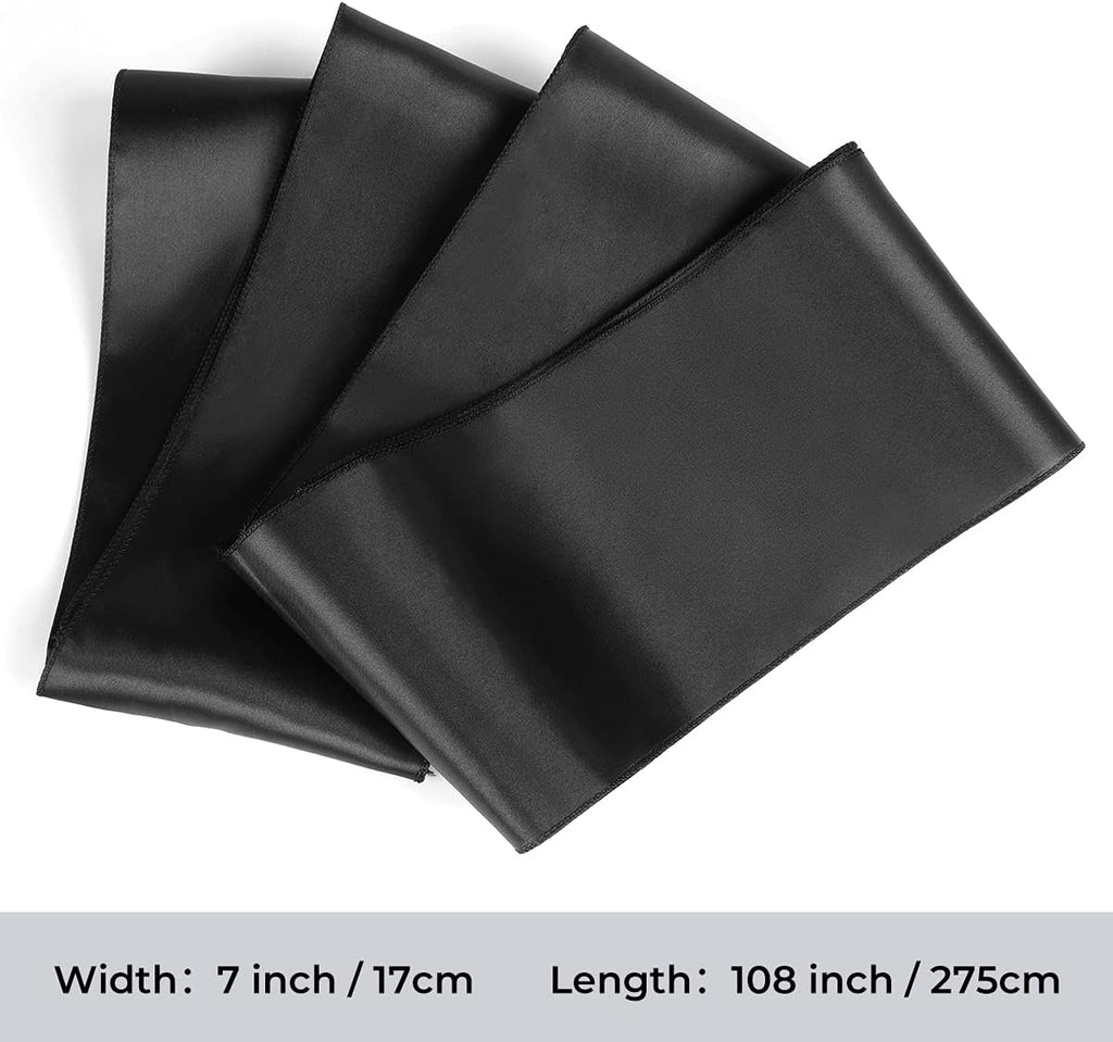 Babenest Satin Chair Sashes Ties Upgraded 30 pcs Chair Ribbons Bows for Wedding Banquet Party Christmas Baby Shower Events Decoration (Black)