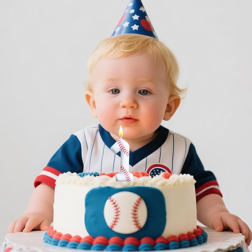 Baseball Birthday Number Candles for Cake White Number 1 Rookie of The Year 1st Birthday Candle Baseball Cake Topper for Baseball Birthday Party Decorations